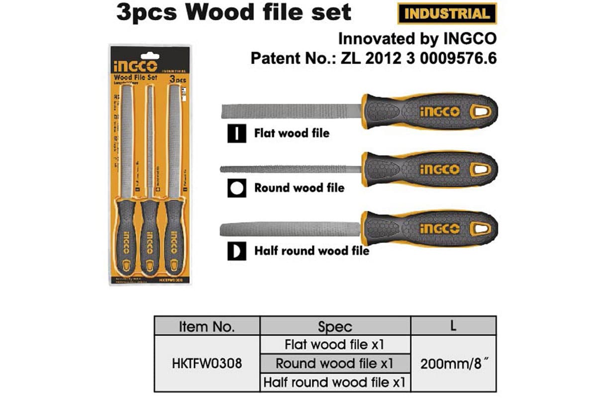 Bộ 3 dũa gỗ 200mm INGCO HKTFW0308