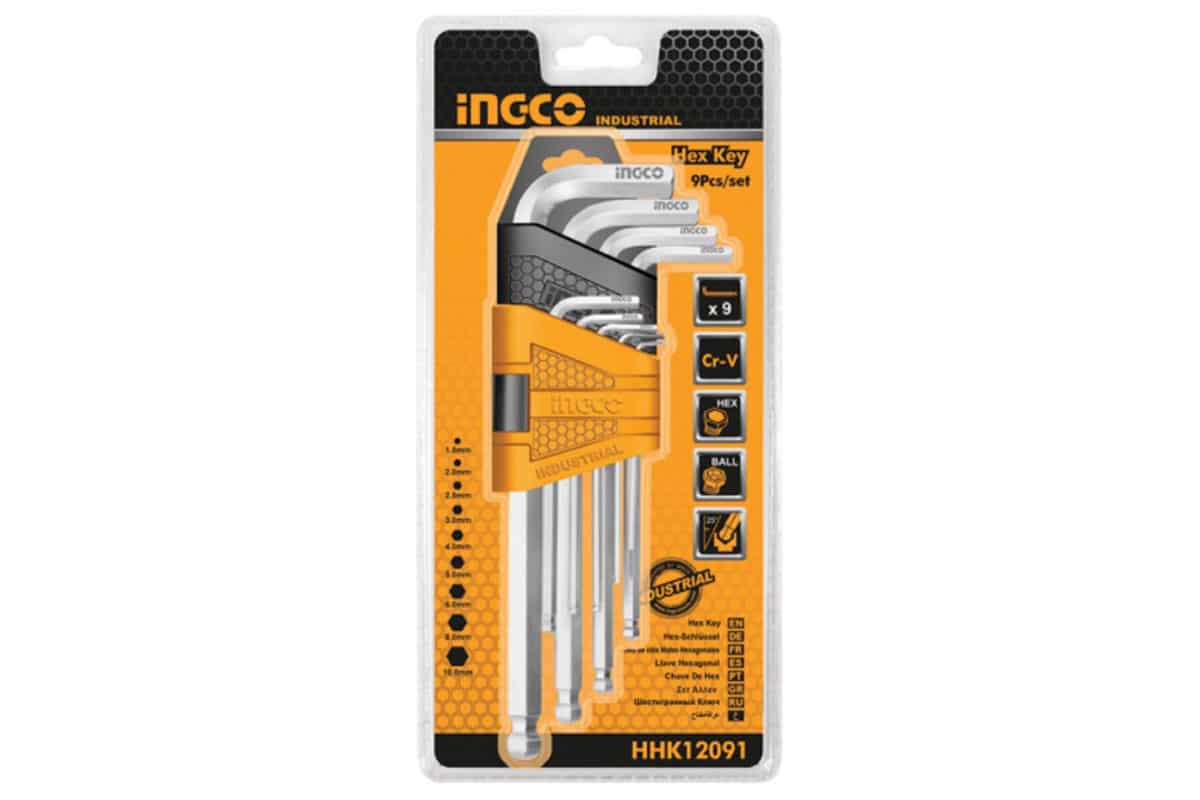 Bộ 9 Chìa Lục Giác Đầu Tròn 1.5-10mm INGCO HHK12091