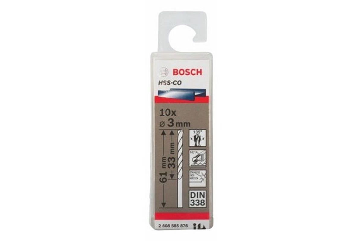 Mũi khoan INOX HSS-Co 3mm (hộp 10 mũi) Bosch 2608585876