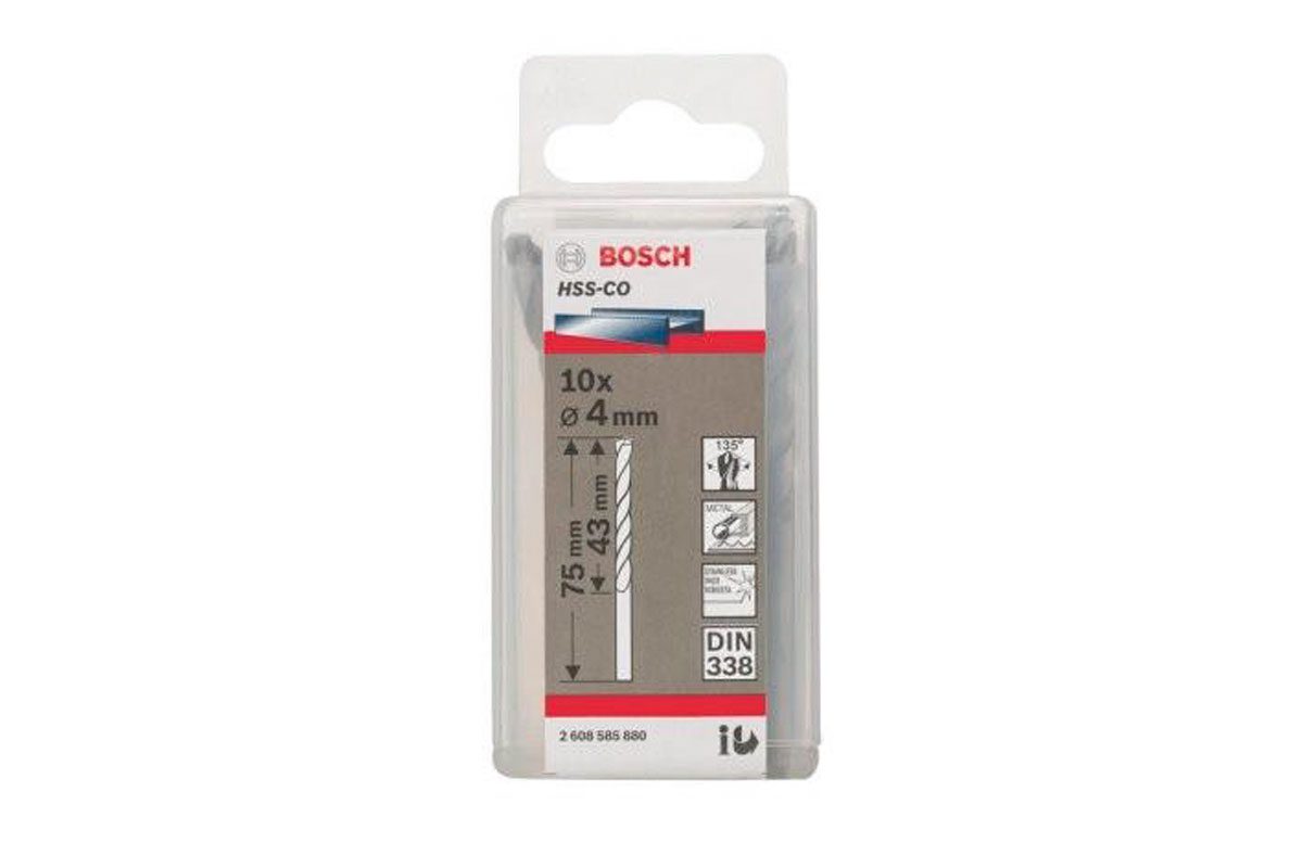 Mũi khoan INOX HSS-Co 4mm (hộp 10 mũi) Bosch 2608585880