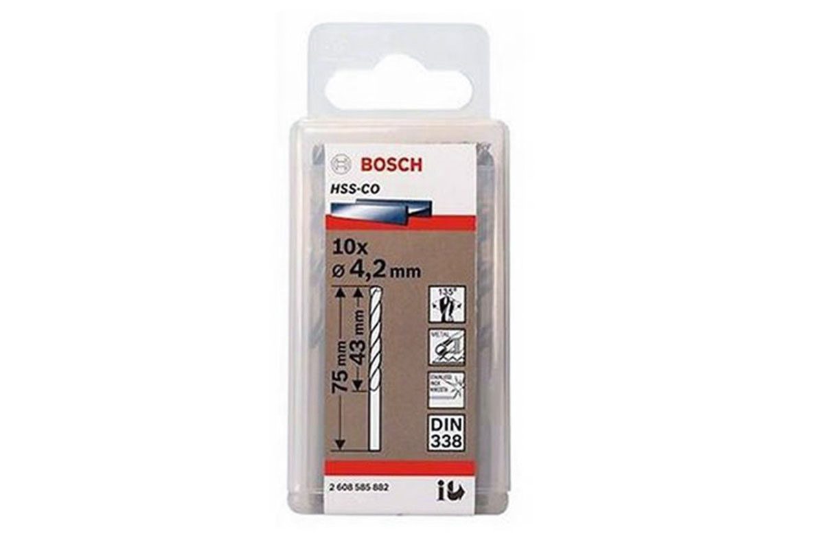 Mũi khoan INOX HSS-Co 4.2mm (hộp 10 mũi) Bosch 2608585882