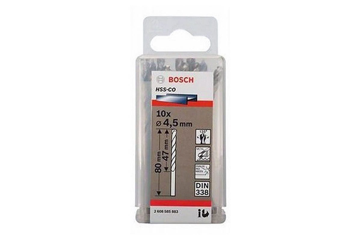 Mũi khoan INOX HSS-Co 4.5mm (hộp 10 mũi) Bosch 2608585883