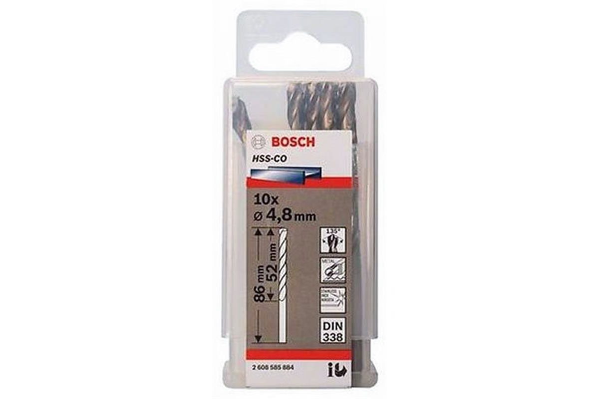 Mũi khoan INOX HSS-Co 4.8mm (hộp 10 mũi) Bosch 2608585884