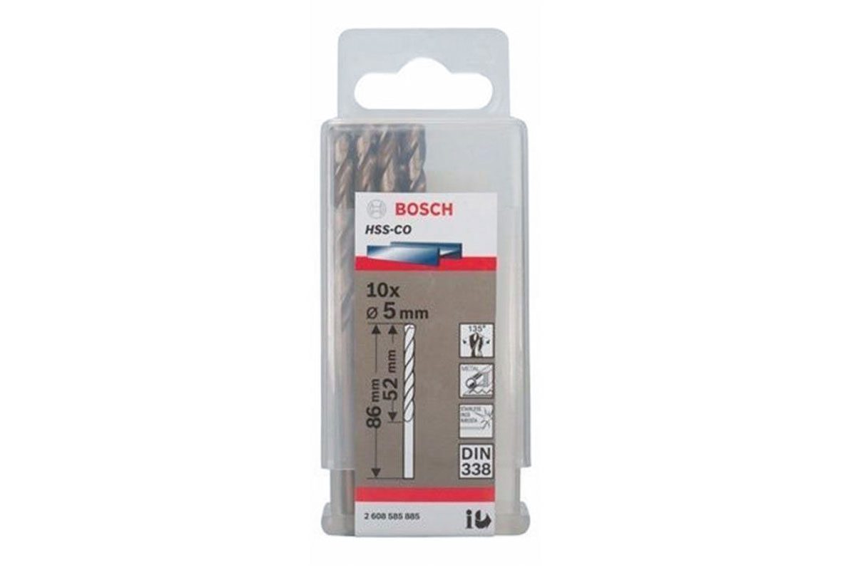 Mũi khoan INOX HSS-Co 5mm (hộp 10 mũi) Bosch 2608585885