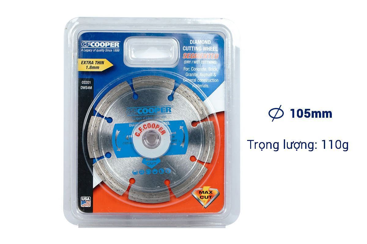 Lưỡi cắt kim cương 105x1.8x20mm CFCooper DWS4M