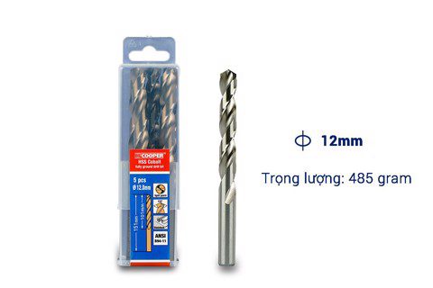 Mũi khoan Inox, thép cobalt 12mm CFCooper HCM120 - Hộp 5 mũi