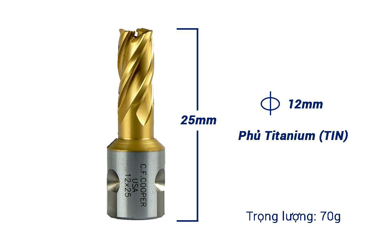 Mũi khoan từ thép gió HSS 12x25mm CFCooper MH25-12