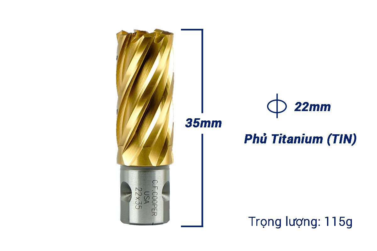 Mũi khoan từ thép gió HSS 22x35mm CFCooper MH35-22