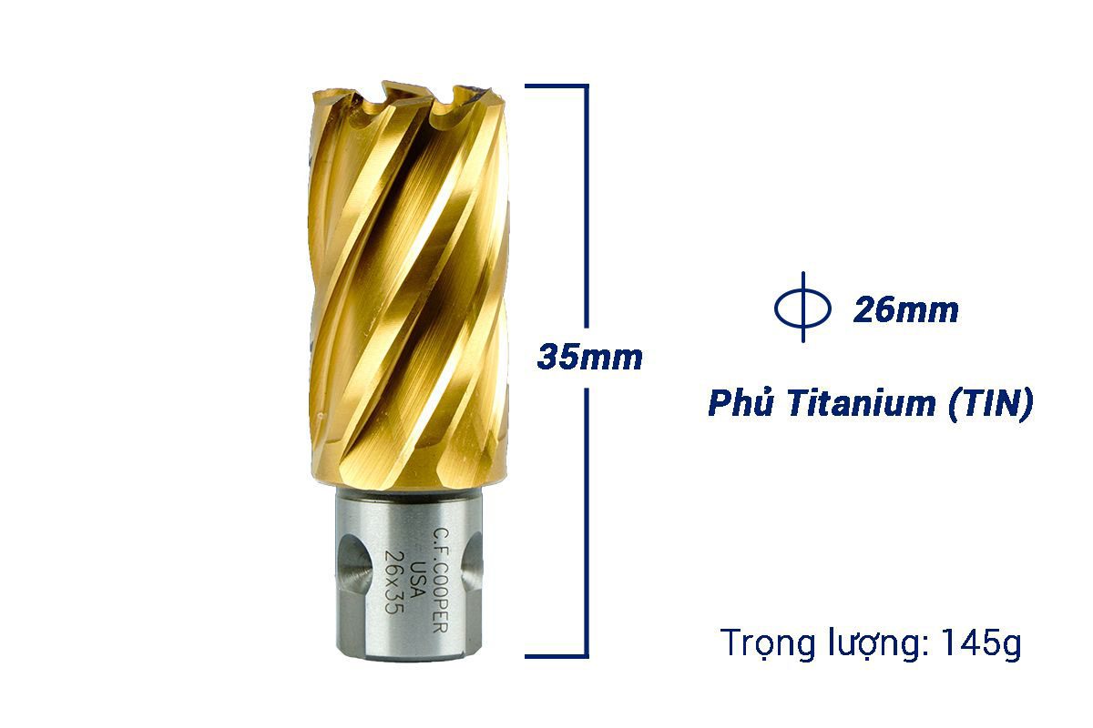 Mũi khoan từ thép gió HSS 26x35mm CFCooper MH35-26