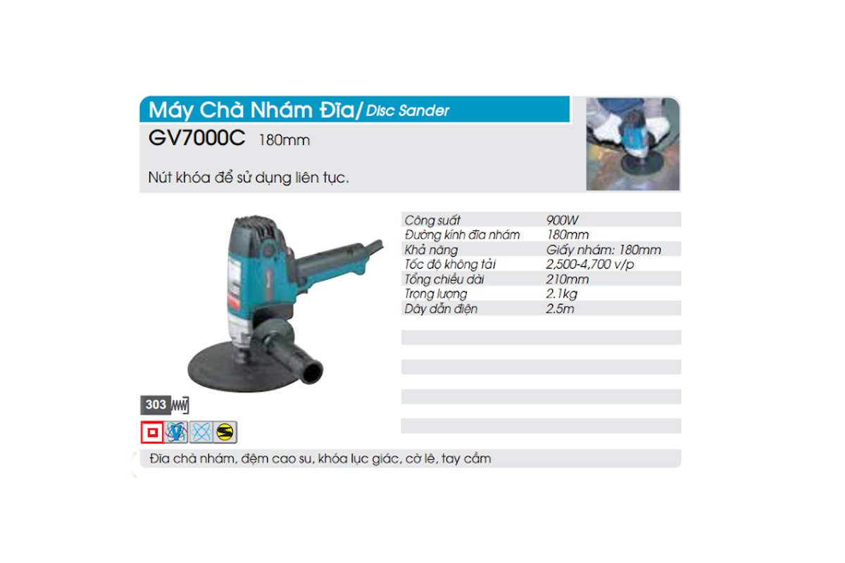 Máy chà nhám đĩa 180mm Makita GV7000C