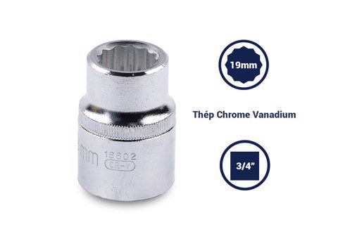 Đầu tuýp 12 cạnh 3/4in - 19mm Sata 16602