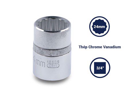 Đầu tuýp 12 cạnh 3/4in - 24mm Sata 16606