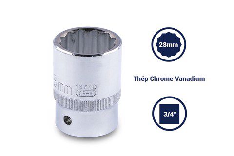 Đầu tuýp 12 cạnh 3/4in - 28mm Sata 16610