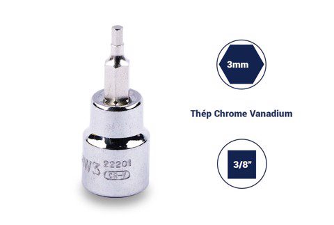 Đầu tuýp mũi lục giác 3/8in - 3mm Sata 22201