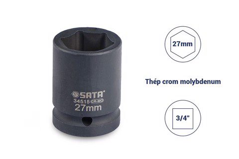 Đầu tuýp đen 6 cạnh 3/4in - 27mm Sata 34515