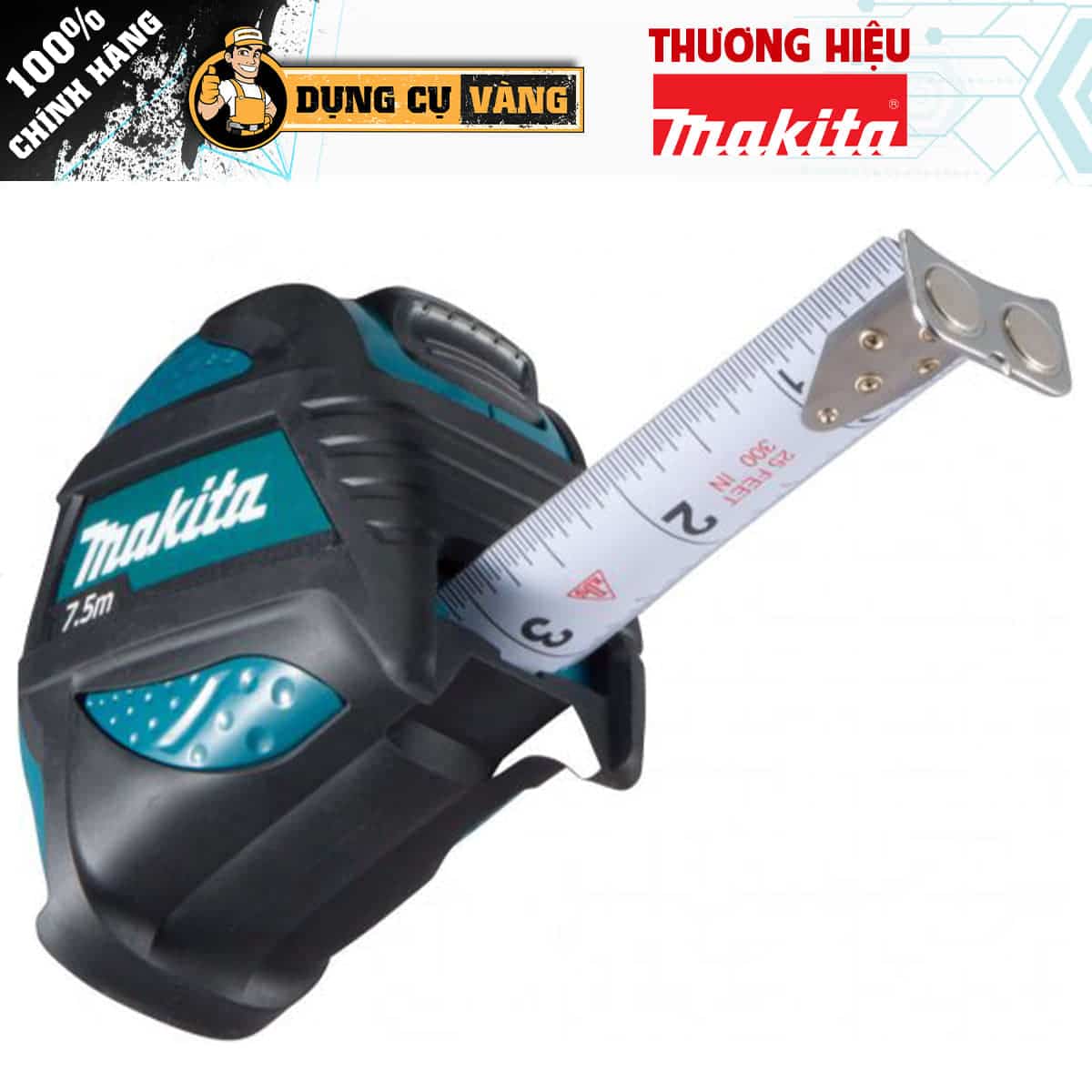 Ruban à Mesurer Makita B-57152 - Double échelle, Double Aimant, Crochet De Ceinture, Finition Mate