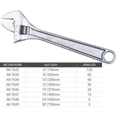 Mỏ lết mạ chrome 24''/600mm Asaki AK-7638